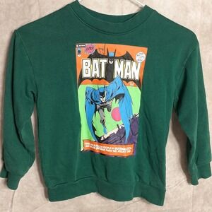 H & M‎ DC Batman Sweatshirt Little Kids Size 5/6T Green Long-sleeve